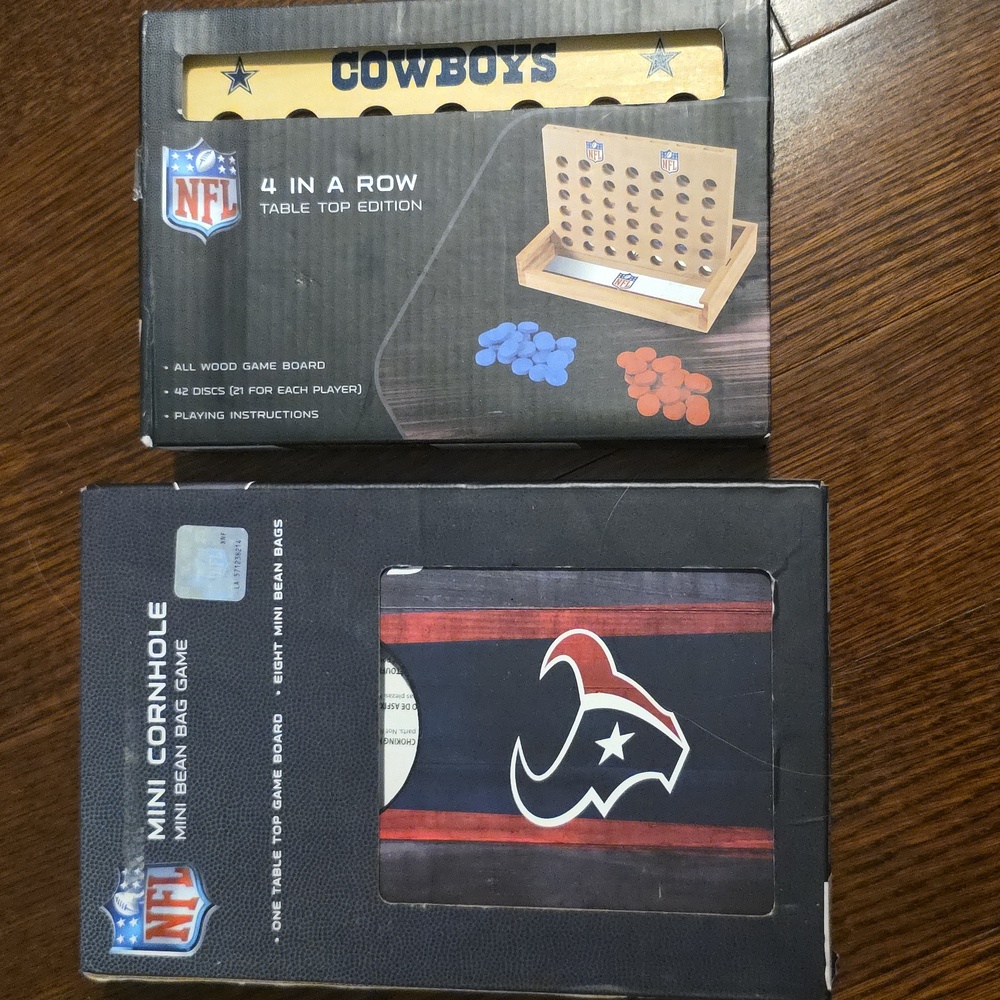 SET OF 2 NFL GAME BOARDS Texans Mini Cornhole and Cowboys Game Set - Picture 3 of 10